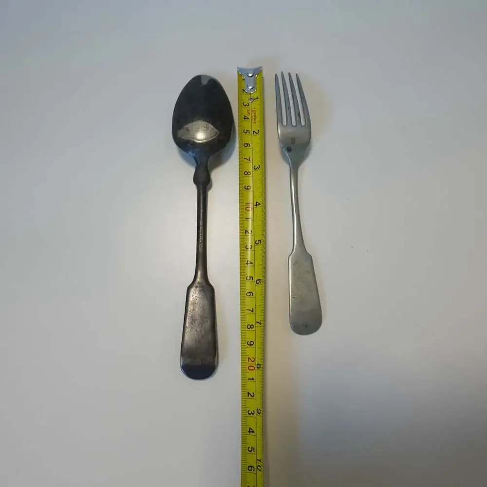 Antique R engraved Fork with spoon Set Silver